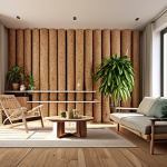**Prompt:** "Photorealistic interior rendering of a modern living room in Lisbon. Focus on natural light, sustainable materials (cork, wood), and biophilic design elements (plants, water feature). V-Ray render, high detail, showcasing Portuguese craftsmanship."