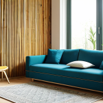 **

A bright, modern living room showcasing sustainable design. Natural light floods the space, highlighting bamboo wall paneling and eco-friendly furniture. A comfortable, fully clothed person relaxes on a sofa. The scene emphasizes clean lines, ergonomic design, and a sense of calm. Safe for work, appropriate content, fully clothed, professional, natural proportions, perfect anatomy, well-formed hands, modest decor, high quality rendering.

**