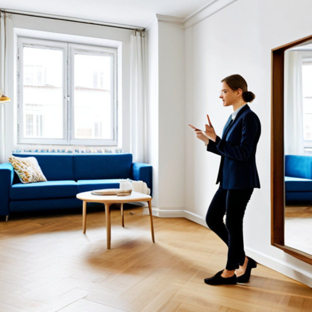 실내건축 실습 중 자주 발생하는 문제와 해결 방법들 - Small Apartment Illusion**
"A stylish, fully clothed young professional woman in a small, but cleve...