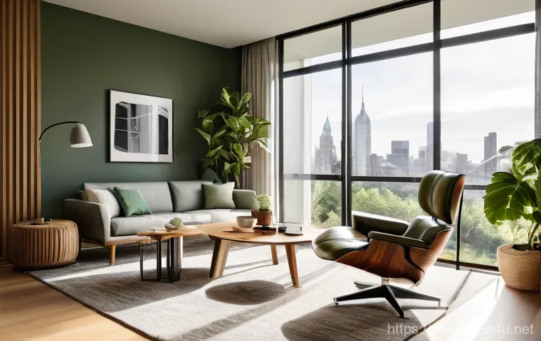 실내건축 실기 시험의 채점 기준 - **Prompt Title: Serene Biophilic Urban Retreat**
**Prompt:** "A wide shot of a contemporary liv...