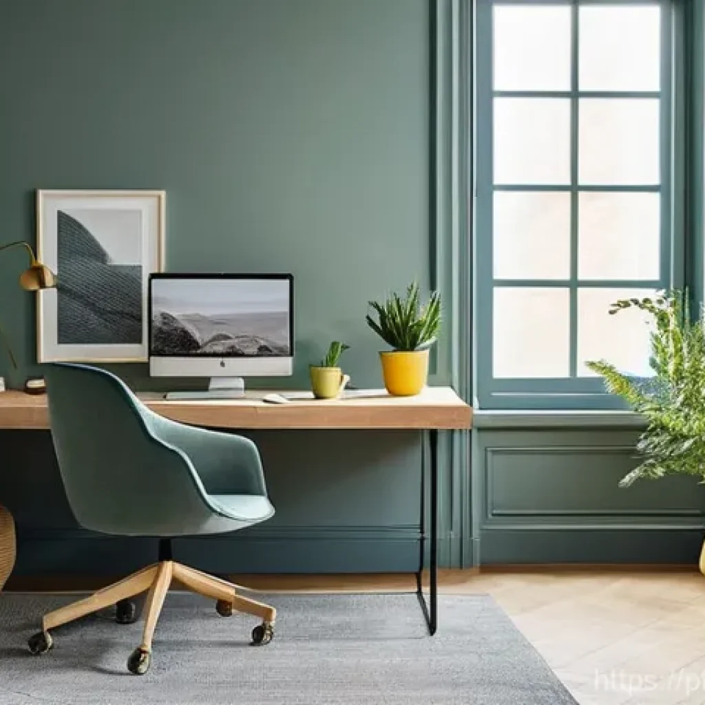 실내건축 디자인의 기본 원리 - **Prompt: A serene and productive home office space bathed in soft, natural light, embodying the psy...