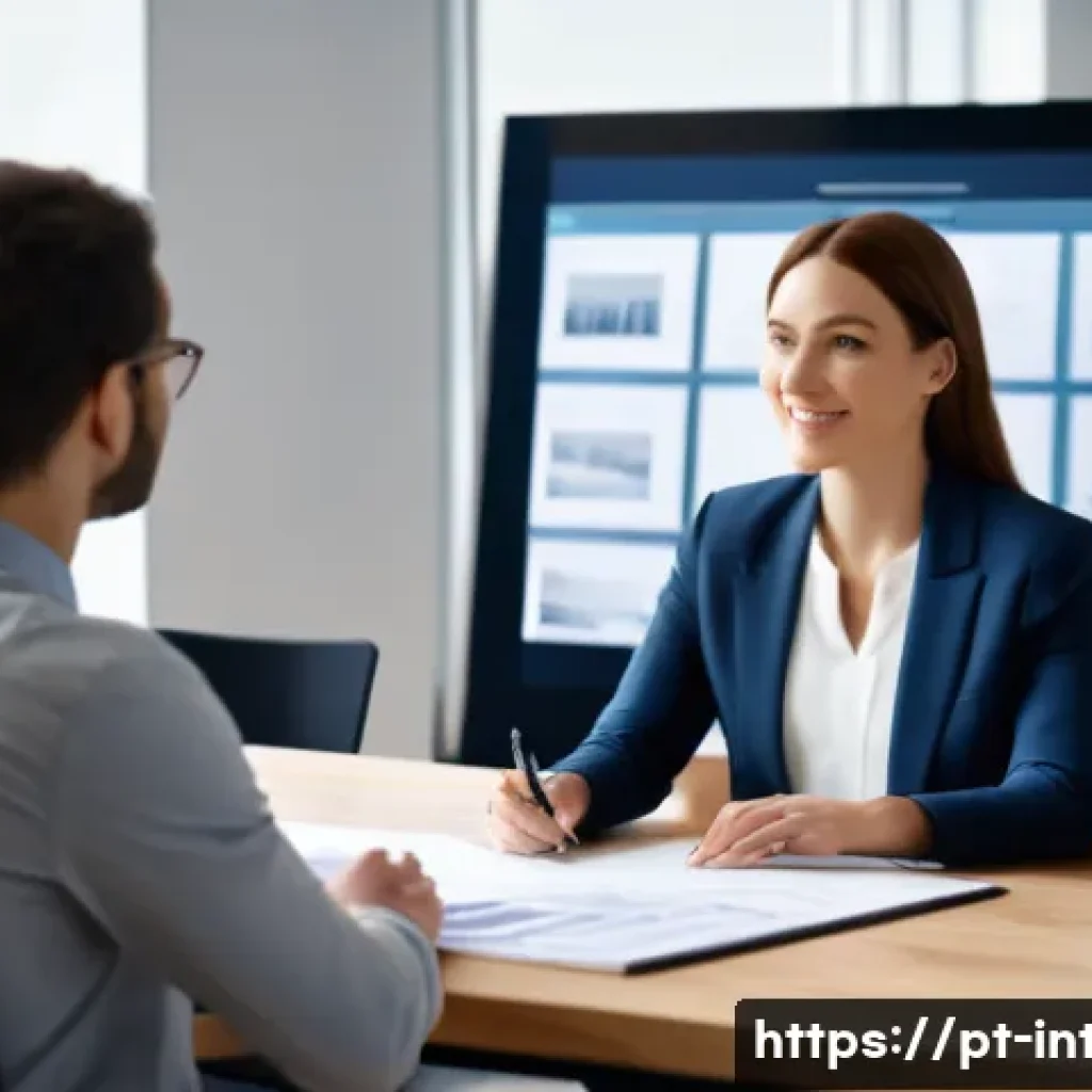 실내건축 면접 질문과 답변 준비 - "A professional female interior designer, dressed in smart business casual attire, confidently prese...