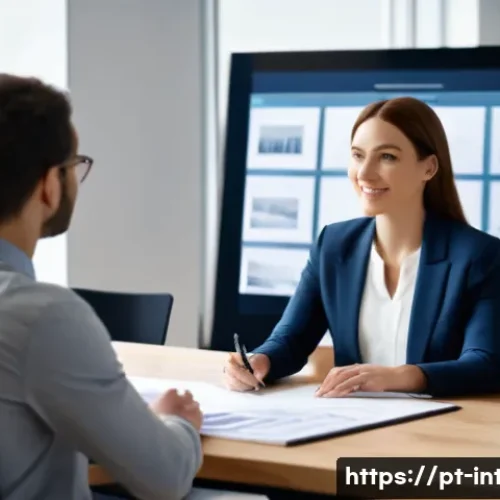 Home 17 실내건축 면접 질문과 답변 준비 - "A professional female interior designer, dressed in smart business casual attire, confidently prese...