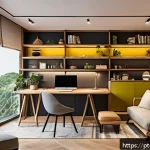 실내건축기사 자격증의 예상 시험 범위 - A modern, compact Brazilian apartment interior designed for multifunctional use, featuring a cozy li...