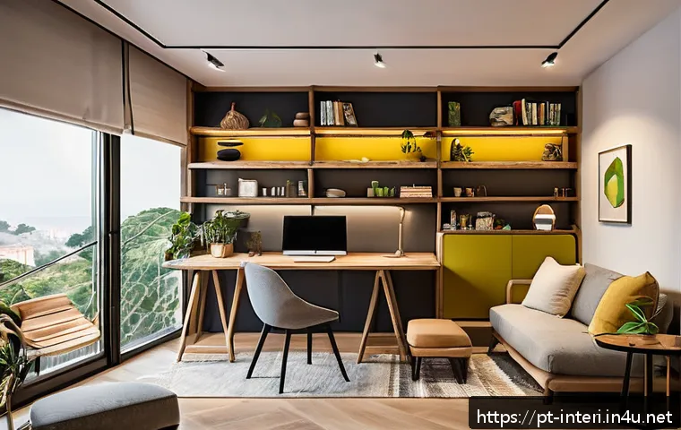 실내건축기사 자격증의 예상 시험 범위 - A modern, compact Brazilian apartment interior designed for multifunctional use, featuring a cozy li...