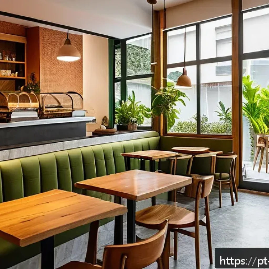 실내건축 실무 경험 쌓는 방법 - Interior of a cozy local Brazilian café during daytime, featuring warm natural light filtering throu...