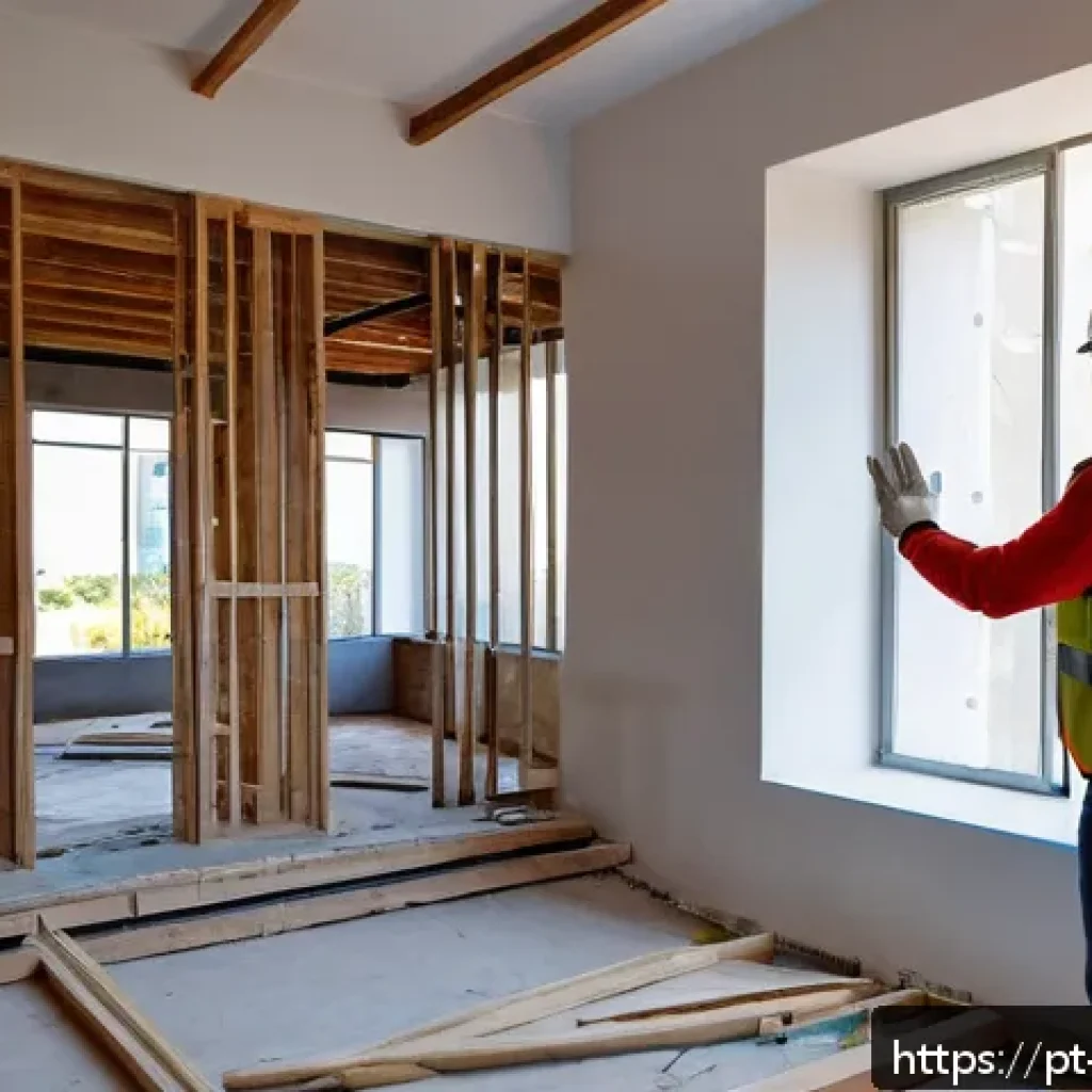 실내건축 현장 경험의 중요성 - A young interior architect on-site at a modern Brazilian apartment under renovation, wearing casual ...